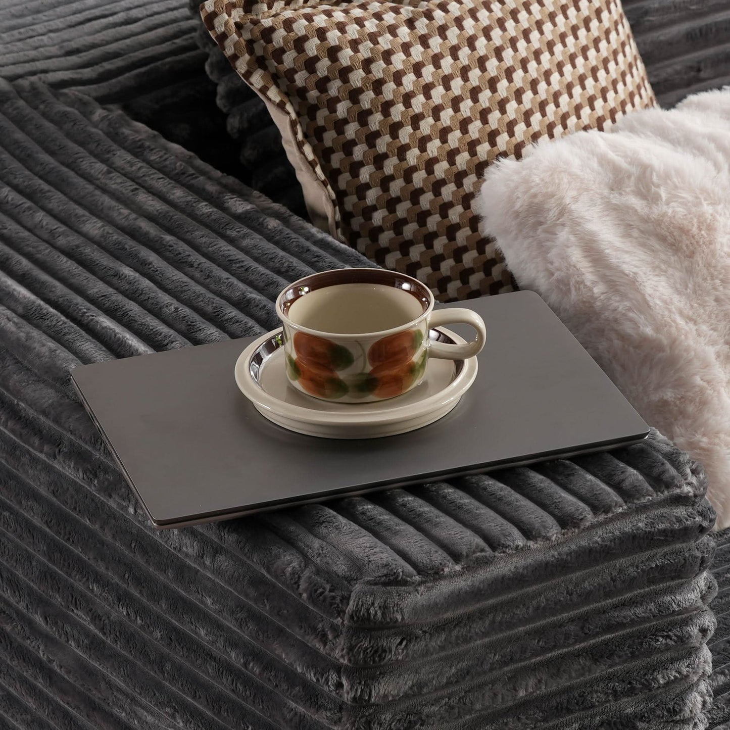 104" L-Shape Modular Couch with Chaise, Plush Corduroy Fabric, No Assembly Required