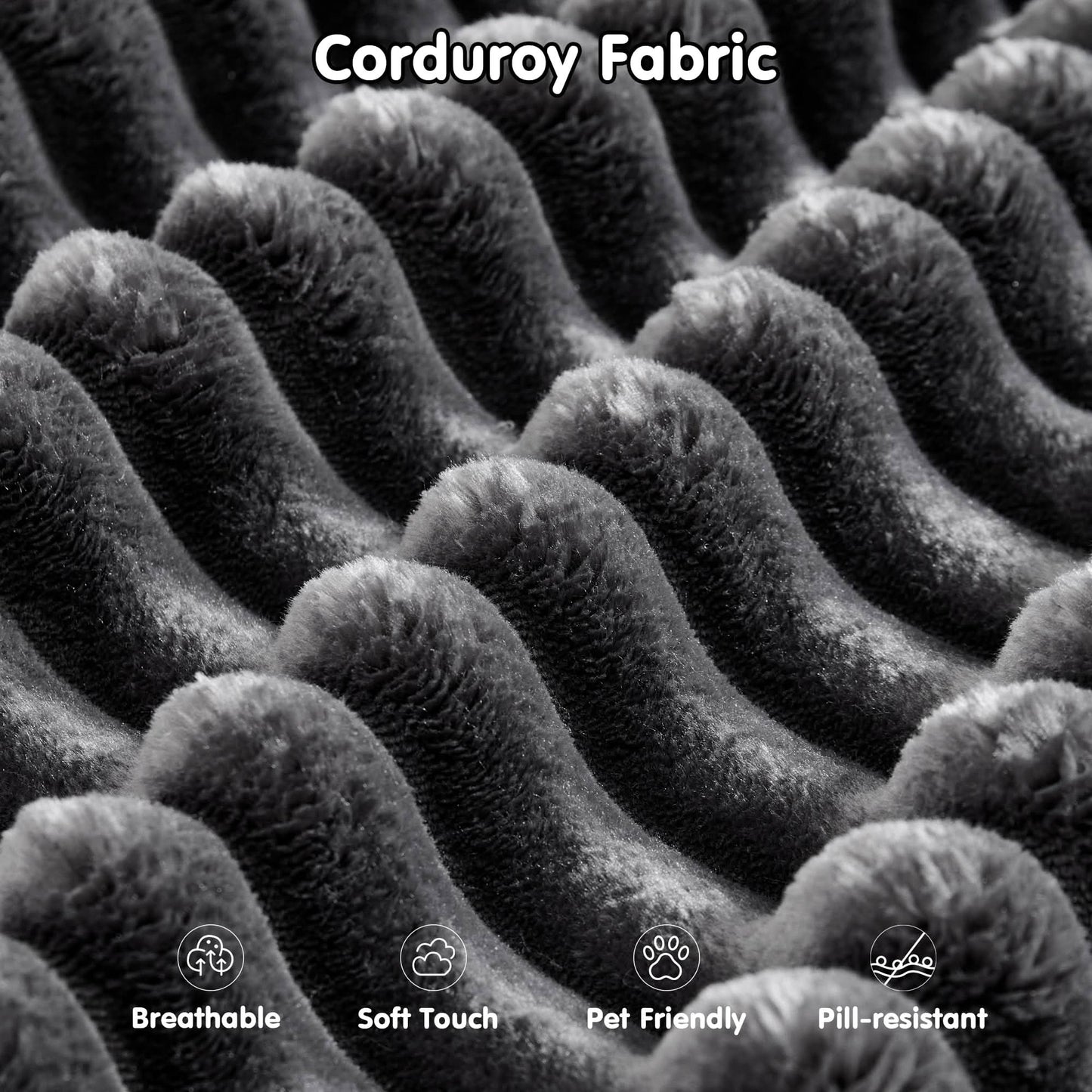 104" L-Shape Modular Couch with Chaise, Plush Corduroy Fabric, No Assembly Required