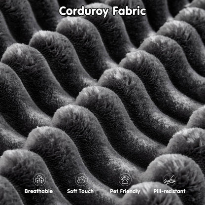 104" L-Shape Modular Couch with Chaise, Plush Corduroy Fabric, No Assembly Required