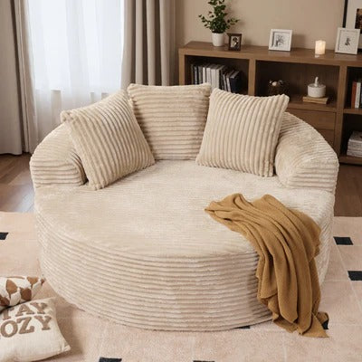 59" O-Shape Modular Couch, Plush Corduroy Fabric, No Assembly Required