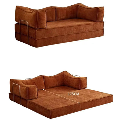 180" foldable sofa bed with pillow-equipped double sleeping sofa, modern sherpa fabric flooring, and tatami-style couple sofa, No Assembly Required