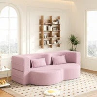 78" Convertible Folding Sofa Bed, Twin Sleeper Sofa with Pillow, Modern Chenille Fabric Floor & Futon Loveseat Couch, No assembly required