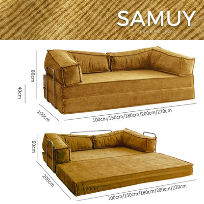 180" foldable sofa bed with pillow-equipped double sleeping sofa, modern sherpa fabric flooring, and tatami-style couple sofa, No Assembly Required