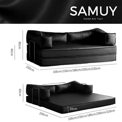 180" foldable sofa bed with pillow-equipped double sleeping sofa, modern sherpa fabric flooring, and tatami-style couple sofa, No Assembly Required