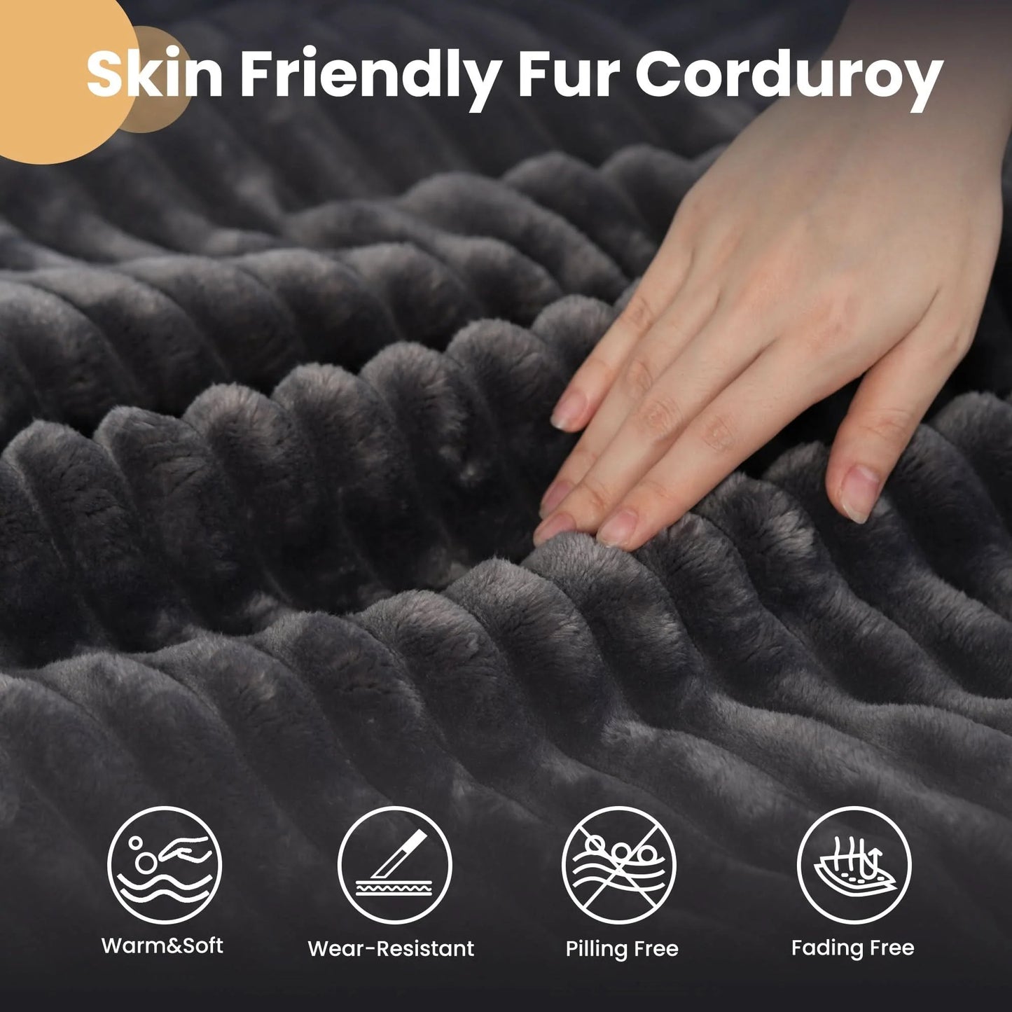 59" O-Shape Modular Couch, Plush Corduroy Fabric, No Assembly Required