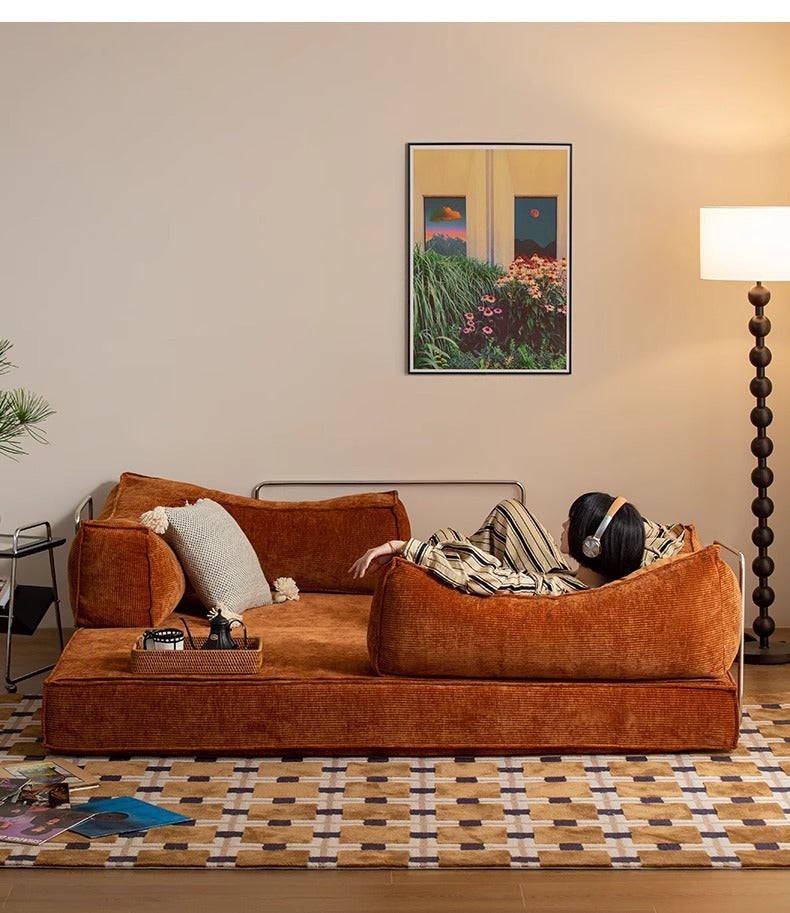 180" foldable sofa bed with pillow-equipped double sleeping sofa, modern sherpa fabric flooring, and tatami-style couple sofa, No Assembly Required