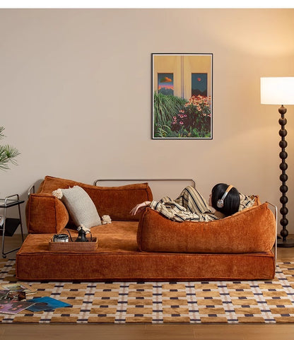 180" foldable sofa bed with pillow-equipped double sleeping sofa, modern sherpa fabric flooring, and tatami-style couple sofa, No Assembly Required