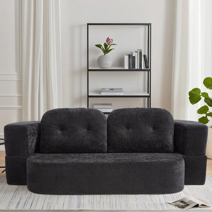 78" Convertible Folding Sofa Bed, Twin Sleeper Sofa with Pillow, Modern Chenille Fabric Floor & Futon Loveseat Couch, No assembly required