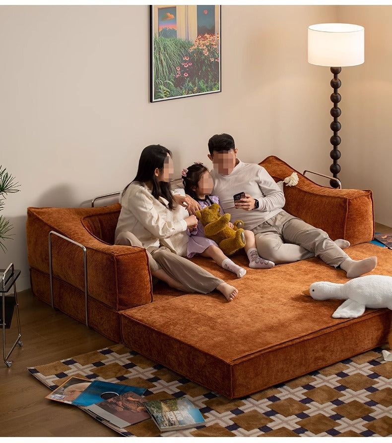 180" foldable sofa bed with pillow-equipped double sleeping sofa, modern sherpa fabric flooring, and tatami-style couple sofa, No Assembly Required